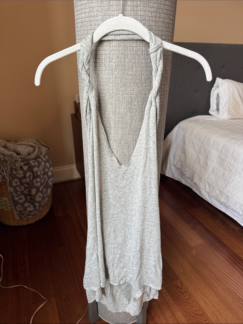 Light Gray Halter Tunic with Knot-Strap Detail
